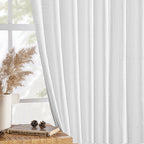 MIULEE White Linen Curtains 104 Inch Long 2 Panels for Bedroom Living Room