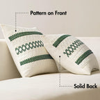 MIULEE Set of 2 Dark Green Boho Decorative Lumbar Pillow Covers 12x20 Inch