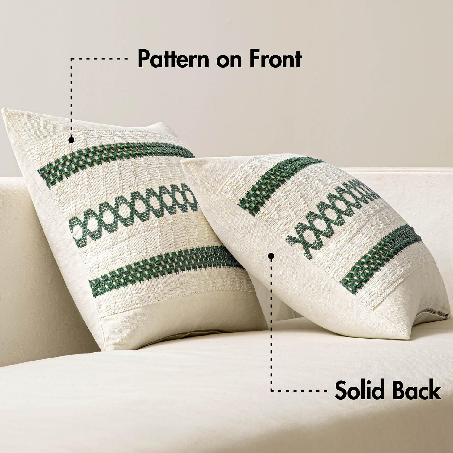 MIULEE Set of 2 Dark Green Boho Decorative Lumbar Pillow Covers 12x20 Inch