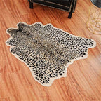 Leopard Print Rug,Faux Cowhide,Artificial Carpet,Simulation Cowhide, Leopard, Tiger, Zebra, Cow Hide Mat Animal Print Area Rug Hide Faux Carpet (A) / 40x37inch,3.3x3.1ft