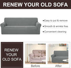 U-NICE HOME Stretch Couch Cover Sofa Cover Sofa Slipcover Furniture Protector for 4 Cushion Couch Sofa Pet Friendly(Oversized Sofa, Grey)