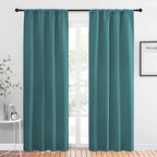NICETOWN Blackout Curtain for Kitchen Window - Function Thermal Insulated Blackout Panels for Bedroom - 1 Pair, Sea Teal - Rod Pocket Style - 42 by 84 inches