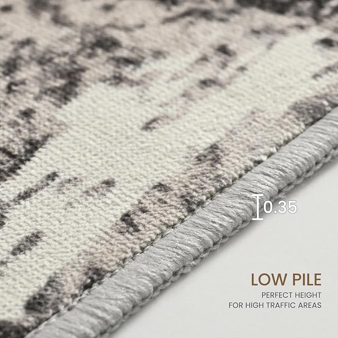 Living Room Rug 9x11 Coffee Area Rugs Machine Washable Abstract Boho Large Rug Non-Slip Non-Shedding Faux Wool Indoor Vintage Carpet for Bedroom, Classroom, Dining Room, Kids Playroom