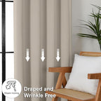 Simplebrand Ava Stone Blackout Curtains for Bedroom 90 Inches Long 2 Panels Set, Solid Privacy Energy Saving Living Room Window Treatment Curtains Blackout Drapes, W40 x L90 Inch, Stone