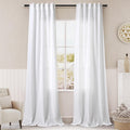 Nanspring White Linen Curtains for Living Room 84 inches Long 2 Panels Set Pure White Semi Sheer Curtains Back Tab Rod Pocket Modern Farmhouse Decor Elegant Curtains 34 X 84,2 Panels