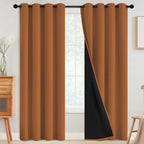 SimpleHome Orange 100% Blackout Curtains Room Darkening Living Room 96 Inch