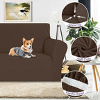 ZNSAYOTX Chair Cover with Arms (30"-47"), New Striped Sofa Chair Covers for Living Room, Dogs Pet Friendly Anti-Slip Chair Protector Spandex Armchair Slipcovers (Coffee, Chair)