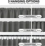 Deconovo Blackout Curtains, Thermal Insulated, W52 x L63 2 Panels, Back Tab, Machine Washable, Room-Darkening Drapes for Bedroom/Living Room Light Grey
