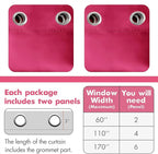 MIULEE Blackout Room Darkening Curtains Thermal Insulated Drapes Solid Window Treatment Set Grommet Top Light Blocking Curtain for Living Room/Bedroom 2 Panels 42 x 63 inch Hot Pink