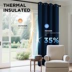 Joydeco Blackout Curtains 95 Inch Length 2 Panels Set, Thermal Insulated Long Curtains& Drapes 2 Burg, Room Darkening Grommet Drapes for Living Room Bedroom Window (W52 x L95 Inch, Navy Blue)