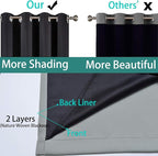 Yakamok 100% Blackout Curtains 84 Inches Long, 2 Thick Layers Heat and Full Light Blocking Soft Thermal Insulated Drapes for Bedroom(52" Wide Each Panel, Grey, 1 Panel)