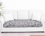 Smiry Printed Couch Cushion Covers, Stretch Soft Couch Covers for Sofa, Washable Non-Slip Sofa Slipcover Furniture Protector for Indoor and Outdoor (Large, Grey and Black)