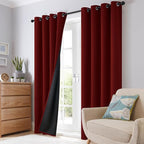 SimpleHome 100% Blackout Curtains for Bedroom,Thermal Insulated Burgundy Grommet Window Drapes Room Darkening Curtains for Living Room with Black Back,38 x 84 Inch,2 Panels