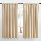 NICETOWN Room Darkening Curtains for Bedroom - Triple Weave Home Decoration Thermal Insulated Solid Drapes for Kitchen (Biscotti Beige, Set of 2 Panels, 70 x 63 Inch)
