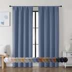 Simplebrand Ava Denim Blue Blackout Curtains for Bedroom, 72 Inch Length, 2 Panels, Privacy Thermal Insulated Rod Pocket Curtains for Patio, French Door, W40 x L72 Inch