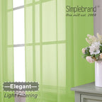 Simplebrand Lime Sheer Curtains 63 Inch Length 2 Panels, Rod Pocket Solid Color Window Sheer Curtain Panels, Elegant Curtains & Drapes for Living Room, Bedroom 2 Panels (Ivory, 42" W x 63" L)