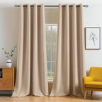 MIULEE Blackout Curtains for Bedroom Living Room Thermal Insulated Room Darkening Grommet Top Solid Light Blocking Drapery Set of 2 Window Panels 52 x 104 Inches Beige