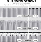 Deconovo Blackout Curtains, Thermal Insulated, W42 x L45 2 Panels, Back Tab, Machine Washable, Room-Darkening Drapes for Bedroom/Living Room Star White