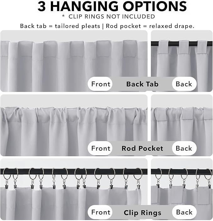 Deconovo Blackout Curtains, Thermal Insulated, W42 x L45 2 Panels, Back Tab, Machine Washable, Room-Darkening Drapes for Bedroom/Living Room Star White