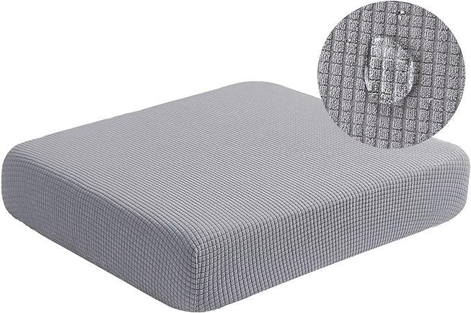 Water-Resistant Spandex Couch Cushion Covers, Stretch Sofa Settee Slipcover Furniture Protector for Living Room, Washable (Sofa Cushion, Light Gray)