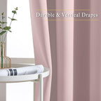 NICETOWN Light Block Window Curtains 84" Length - Home Fashion Thermal Insulated Solid Grommet Room Darkening Window Treatments for Hall Room, Blush Pink, 1 Pair, 52" Wide by 84" Long