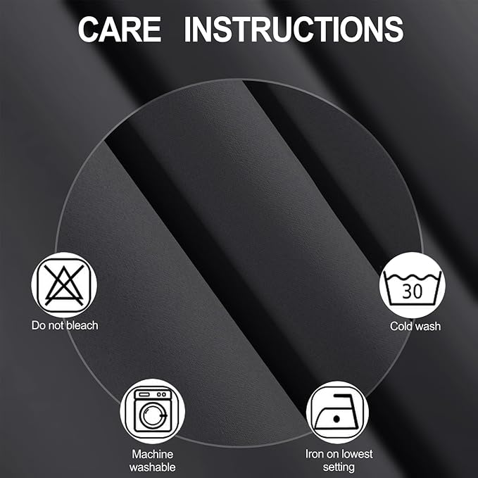 LEMOMO Blackout Curtains 66 x 72 Inch Long Dark Grey Curtains Set of 2 Panels Room Darkening Curtains for Bedroom and Living Room