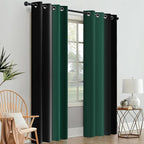 SimpleHome Ombre Room Darkening Curtains 84 inches Length for Bedroom,Grommet Gradient Light Blocking Green and Black Gradient Window Curtains for Living Room,2 Panels, 52x84 inches