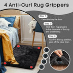 Ophanie Small Black Entryway Throw Rugs for Bedroom, 2x3 Mini Area Rug, Affordable Non Slip Fluffy Carpet, Fuzzy Soft Living Room Rugs, Home Decor Aesthetic, Nursery