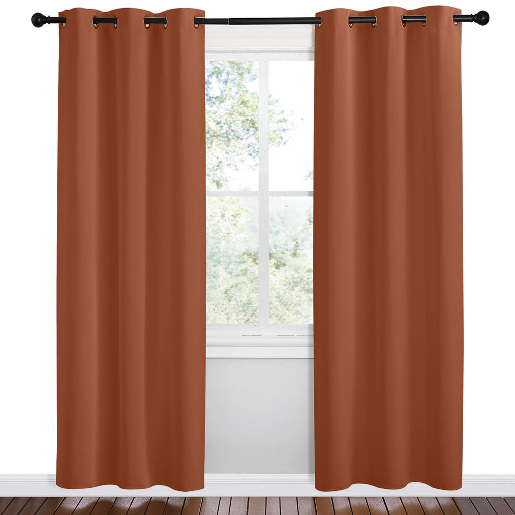 NICETOWN Bedroom Small Blackout Curtains 78 inches Long, Burnt Orange, 1 Pair, 42 x 78 inches, Privacy and Thermal Insulated Blackout Drapes for Office Windows