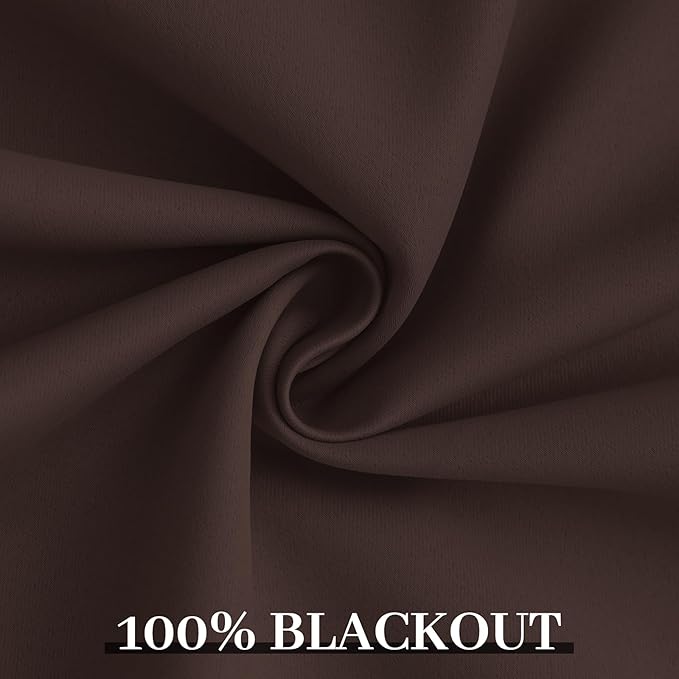 Yakamok 100% Blackout Curtains 52x84 Chocolate Brown Window Drapes-Bedroom
