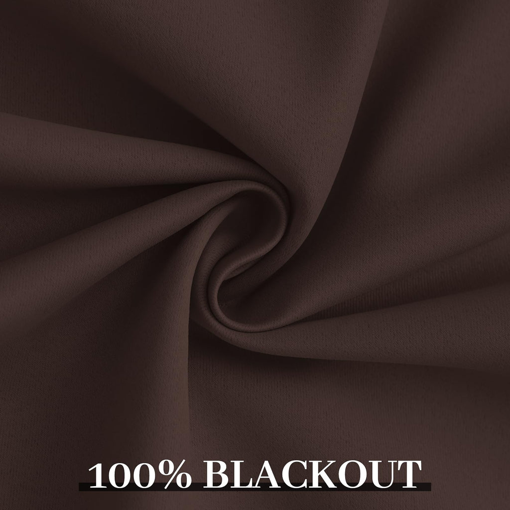 Yakamok 100% Blackout Curtains 52x84 Chocolate Brown Window Drapes-Bedroom