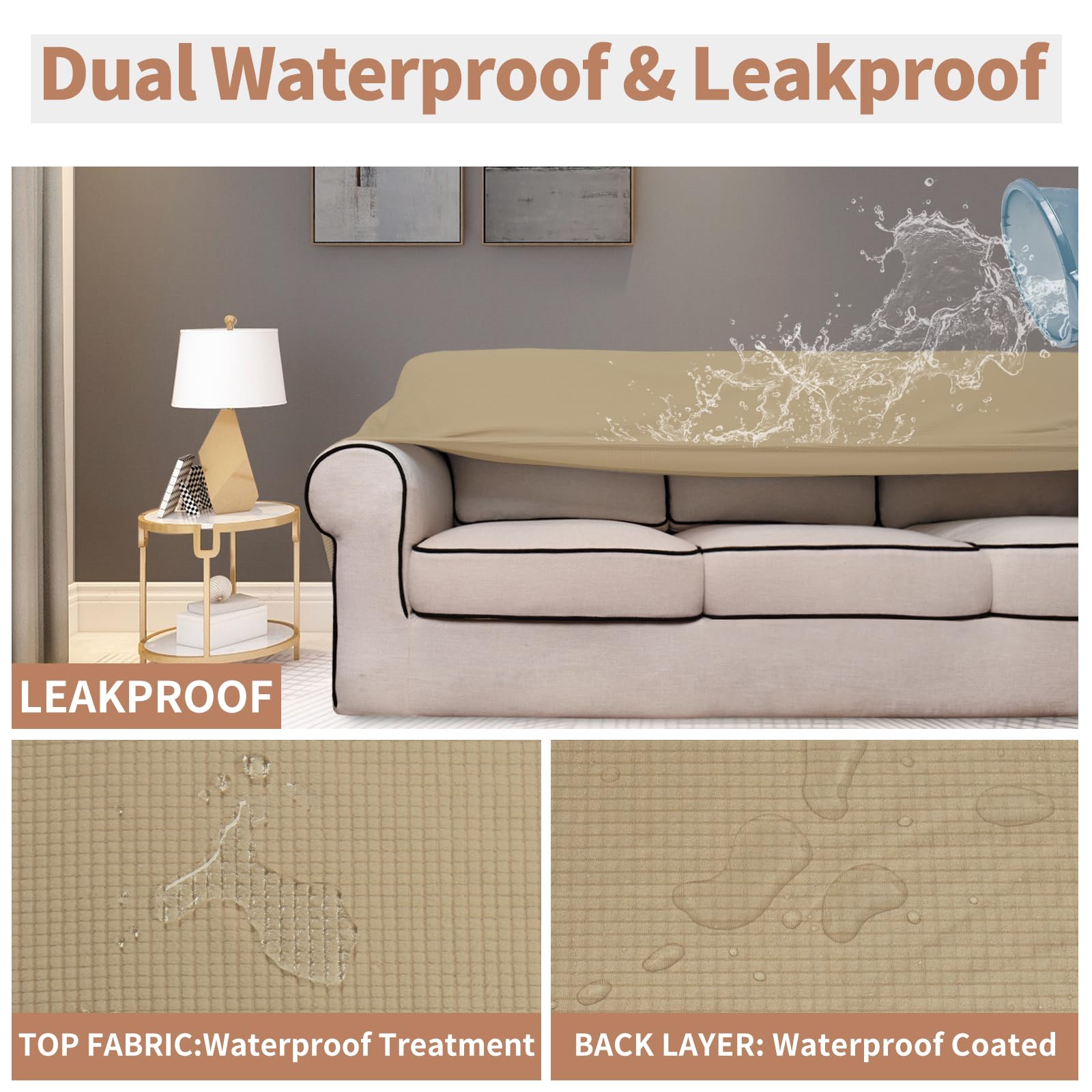 Easy-Going 100% Waterproof Chair Couch Cover, Stretch Jacquard Sofa Cover