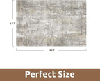 6 x 9 Area Rugs for Living Room, Machine Washable Non Slip Rug Ultra Soft Low Pile Indoor Carpet Modern Abstract Rugs for Bedroom Office Room Dining Room Beside, Beige