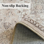 5x7 Living Room Area Rugs: Washable Non-Slip Stain Resistant Rug for Bedroom Dining Room Vintage Ultra Soft Indoor Carpet for Nursery Kitchen Farmhouse Thin Floor Mat for Home Office (5x7 Beige)