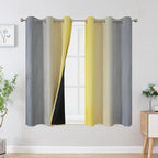 Yellow and Grey Ombre Blackout Curtains for Living Room 42Wx54L Inch Length