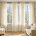 MIULEE Butter Cream Sheer Curtains 108 Inches Long 4 Panels 54 x 108 Inches