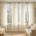MIULEE Butter Cream Sheer Curtains 102 Inches Long 4 Panels 42 x 102 Inches