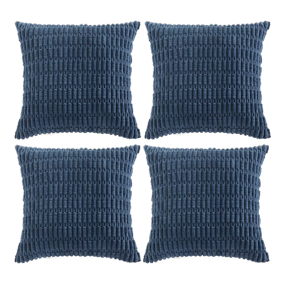 Fancy Homi 4 Packs Decorative Throw Pillow Covers for Living Room Couch Bed, Modern Farmhouse Boho Home Décor Accent Cushion Case, 22" x 22", Dusty Blue