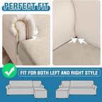Couch Cover 6-Piece Elastic Velvet Couch Cushion Covers & Chaise Slipcovers for L-Shaped Sofas - Sofa Seat Covers Washable, Soft Protector for Couches (5 Seater + Chaise, Taupe)