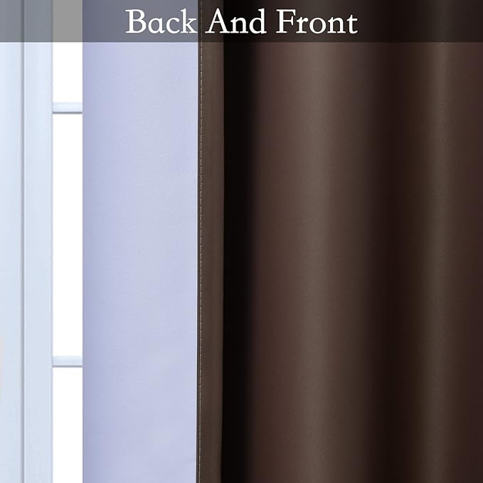 SimpleHome Ombre Curtains 52 x 63 Inch for Bedroom 2 Panels, Gradient Grey White to Brown Light Blocking Thermal Insulated Grommet Room Darkening Window Curtain/Drapes for Living Room