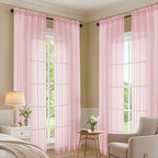 OVZME Sheer Blush Pink Curtains 108 Inches Long 2 Panels Set, 59 Inch Extra Wide Lightweight Airy Blush Pink Sheer Curtain for Living Room Bedroom, Filmy Voile Rod Pocket, 59Wx108L Inches