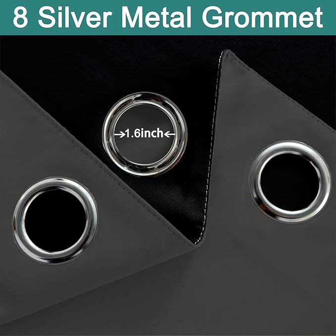 Yakamok 100% Blackout Curtains, 2 Thick Layers Thermal Insulated Total Blackout Drapes for Bedroom, Heat Blocking Window Curtains for Living Room(Charcoal Grey, 52Wx63L, 2 Panels)