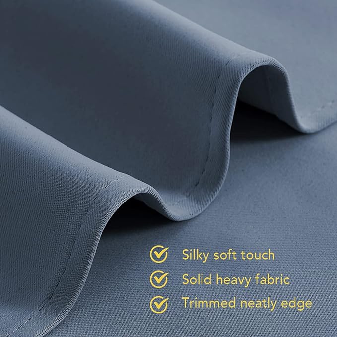 NICETOWN Kitchen Curtains Blackout Curtains & Drapes, Stone Blue, 34" Wide x 60" Long, Set of 2, Thermal Insulated Grommet Top Window Treatment Panels for Cupboard, Small Window