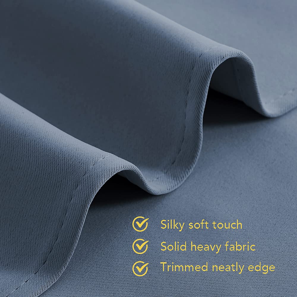 NICETOWN Blackout Draperies 60" W x 84" L Curtains for Kids Room, Window Treatment Thermal Insulated Solid Grommet Blackout Drape Panels for Bedroom (Stone Blue, Set of 2, 60 by 84 inches)