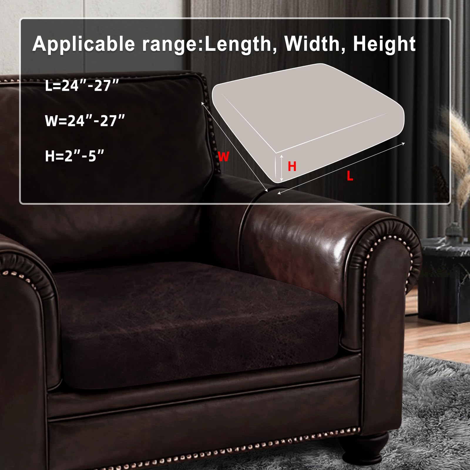 ANARACHON Leather Look Couch Cushion Covers Sofa Seat Slipcovers Sets Couches Furniture Protector for Sectional Armchair Loveseat Pets Kids Stretch Spandex Fabric (1 Cushion Armchair, Chocolate)