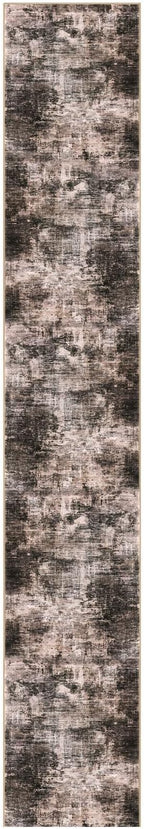 IOHOUZE Abstract Runner Rug 2x12 Ft Washable Runners for Hallways, Non Slip Kitchen Runner Printed Faux Wool Entryway Runner Indoor, Modern Abstract Floor Carpet for Hall Kitchen, Brown/Rust