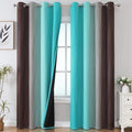 Estelar Textiler Brown and Teal Ombre Blackout Curtains for Bedroom 96 Inch