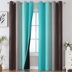 Estelar Textiler Brown and Teal Ombre Blackout Curtains for Bedroom 96 Inch