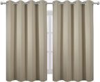 LEMOMO Beige Thermal Blackout Curtains/52 x 54 Inch/Set of 2 Panels Room Darkening Curtains for Bedroom