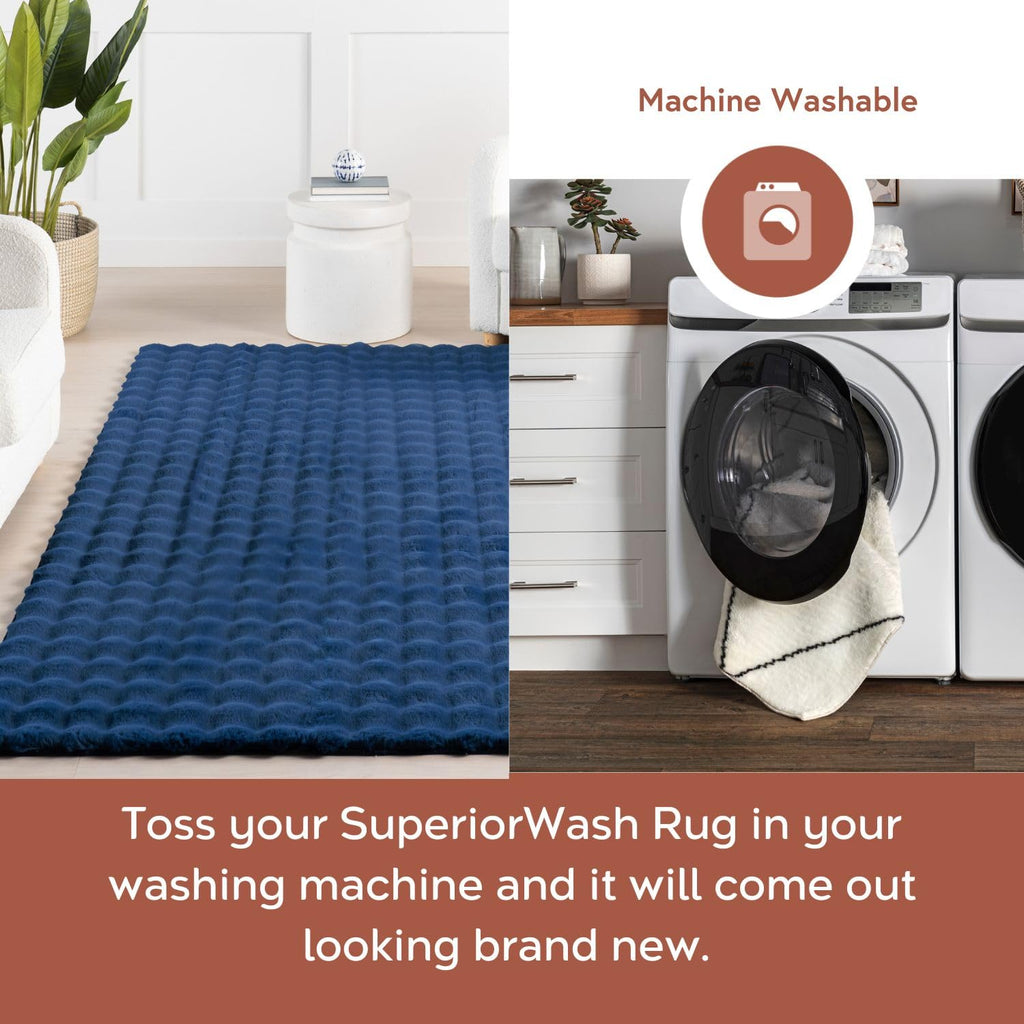 nuLOOM Jeni Navy Checkered Washable Area Rug, 5' x 8'